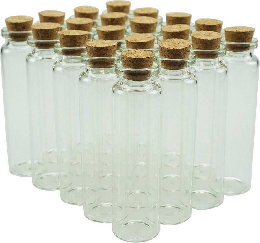 ForDig Glazen Mini Flesjes Met Kurk – Decoratie flesjes – Inhoud 20 ml Set van 20 Stuks