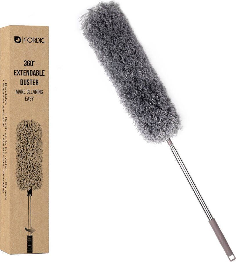 ForDig Telescopische Plumeau Microvezel Duster met Telescoopsteel Uitschuifbaar tot 250 cm Wasbaar 360 Graden Draaibaar