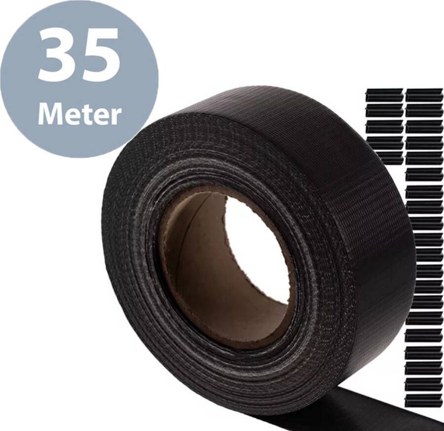 ForDig Vlechtband Antraciet 35 Meter x 4 75 CM Privacyband Tuinscherm Privacystrips Voor Tuinafsluiting PVC