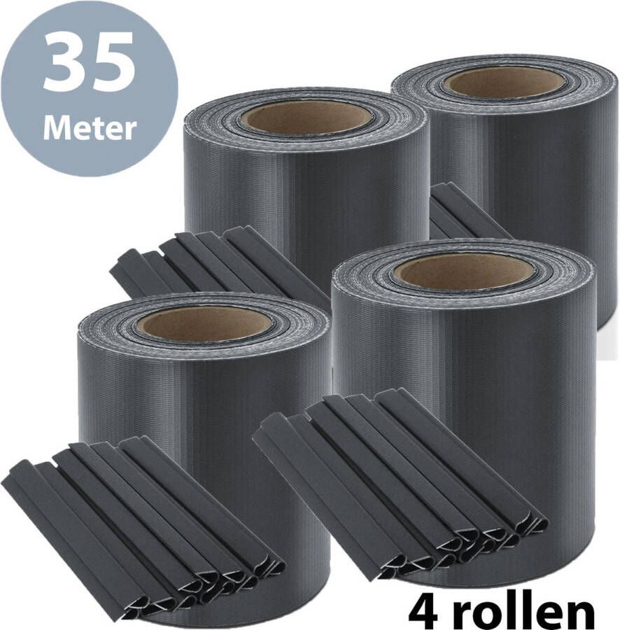 ForDig Vlechtband Antraciet (4 Rollen) 35x0 19 Meter Privacyband Tuinscherm Privacystrips Voor Tuinafsluiting PVC