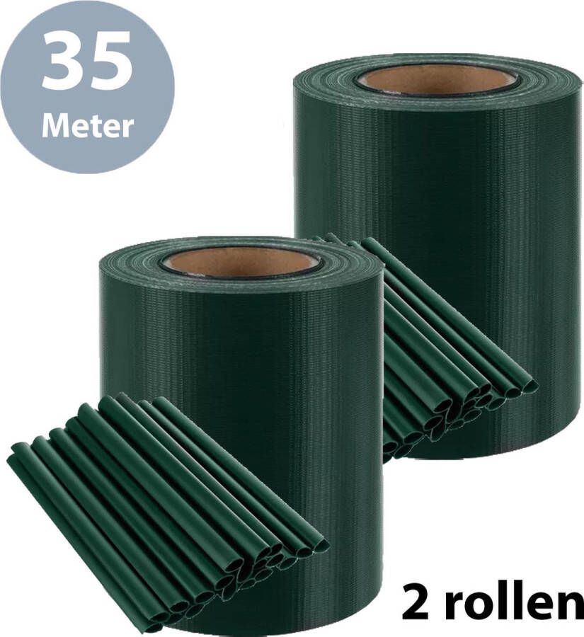 ForDig Vlechtband Groen (2 Rollen) 35x0 19 Meter Privacyband Tuinscherm Privacystrips Voor Tuinafsluiting PVC