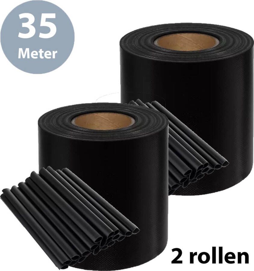 ForDig Vlechtband Zwart (2 Rollen) 35x0 19 Meter Privacyband Tuinscherm Privacystrips Voor Tuinafsluiting PVC
