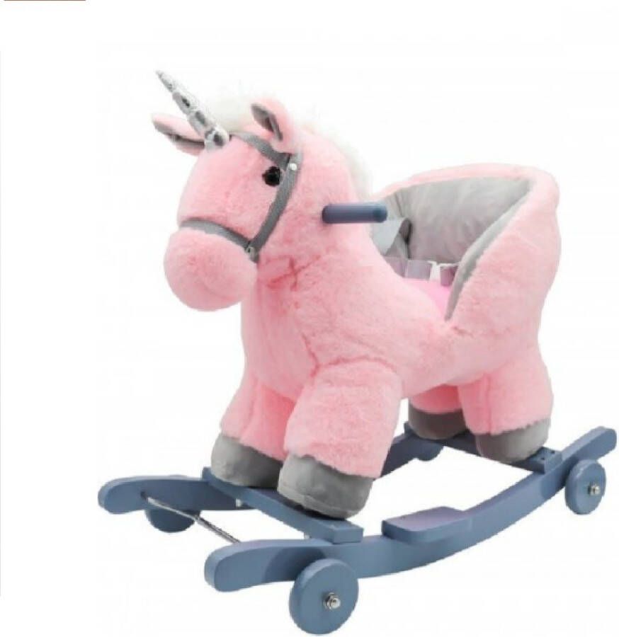 ForeverGoodies Hobbelpaard – Schommelpaard – Speelgoedpaard – Eenhoorn Speelgoed – Unicorn – Met Veiligheidsriempje – Roze