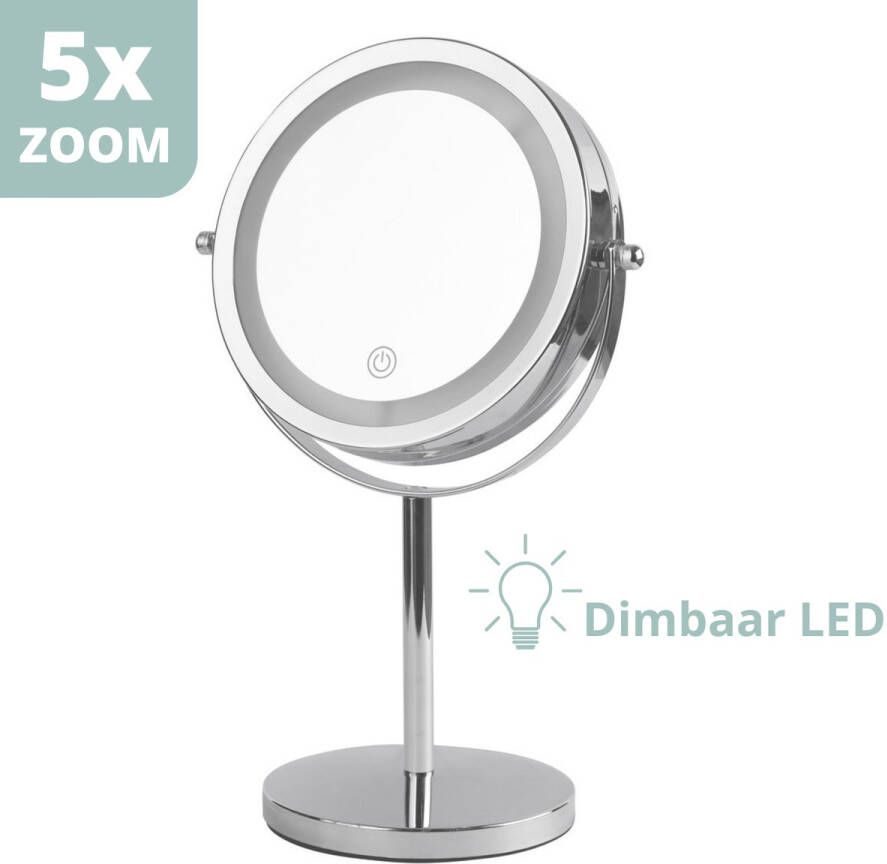 FORFEMA Make Up Spiegel LED Verlichting Spiegel vergroting 5X Dimbaar LED Spiegel met verlichting