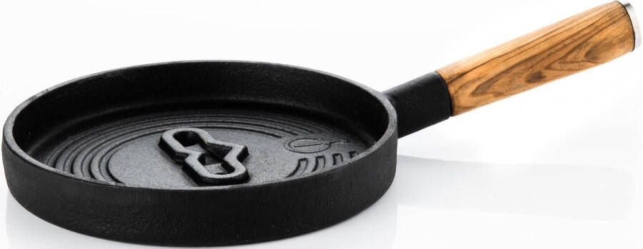 Forged Churrasco serveerpannetje Gietijzer 31 5cm Olijfhout handgreep
