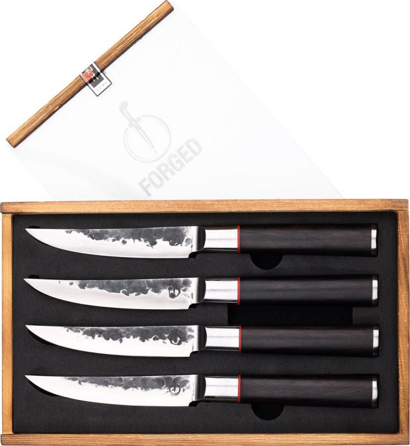 Forged Sebra Steakmessen 4-delig Sebrahout In Houten Giftbox