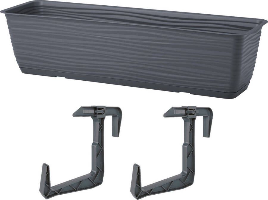 Form Plastic Balkon plantenbak Balustrade incl ophangbeugels kunststof antraciet L60 x B17 x H14