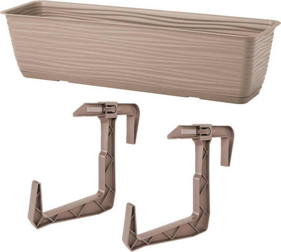 Form Plastic Balkon plantenbak Balustrade incl ophangbeugels kunststof beige L80 x B17 x H14