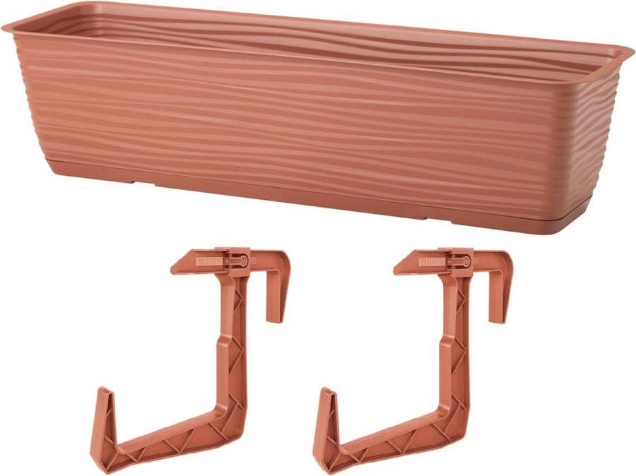 Form Plastic Balkon plantenbak Balustrade incl ophangbeugels kunststof terracotta L50 x B17 x H14