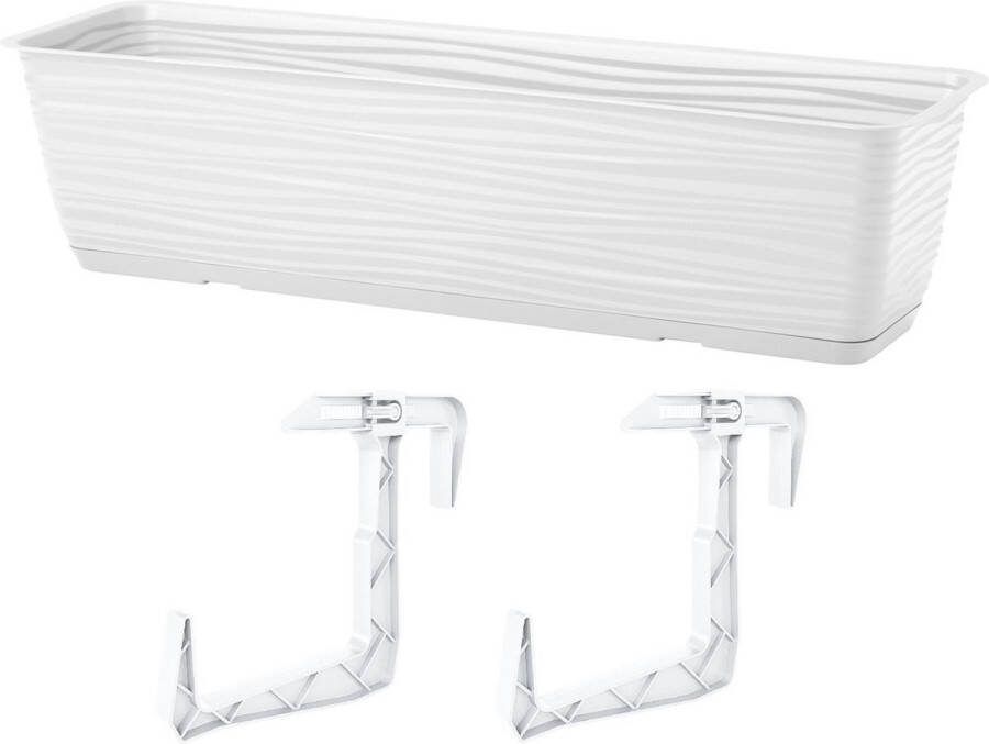 Form Plastic Balkon plantenbak Balustrade incl ophangbeugels kunststof wit L80 x B17 x H14