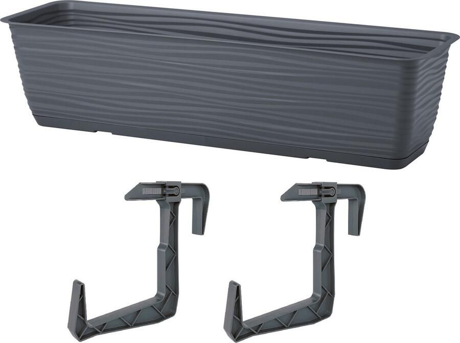 Form Plastic Balkon plantenbak Balustrade incl ophangbeugels kunststof antraciet L80 x B17 x H14