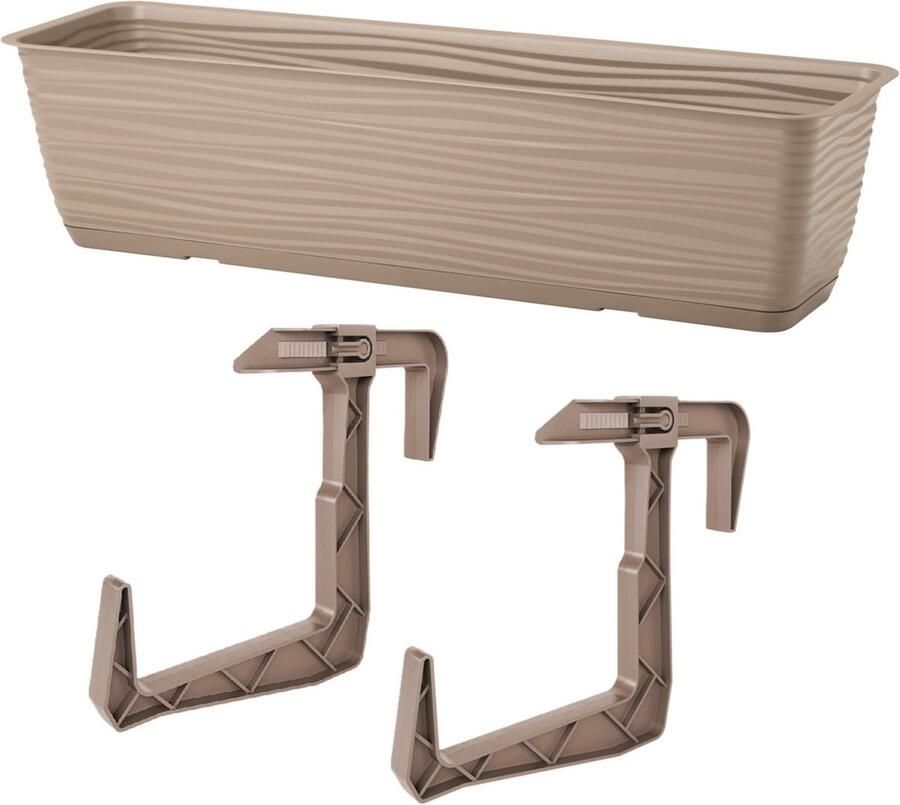 Form Plastic Balkon plantenbak Balustrade incl ophangbeugels kunststof beige L50 x B17 x H14