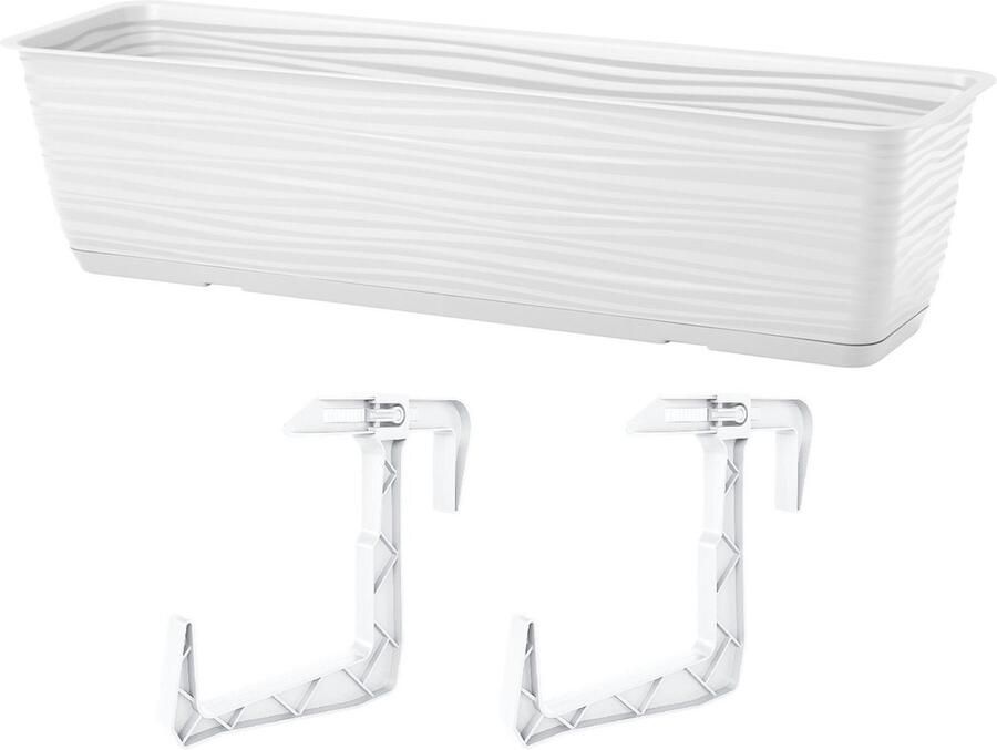 Form Plastic Balkon plantenbak Balustrade incl ophangbeugels kunststof wit L40 x B17 x H14
