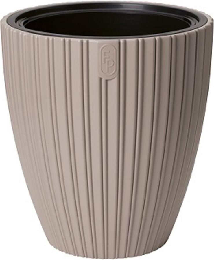 Form Plastic Plantenpot bloempot Mika kunststof taupe D40 x H42 cm met binnenpot rond