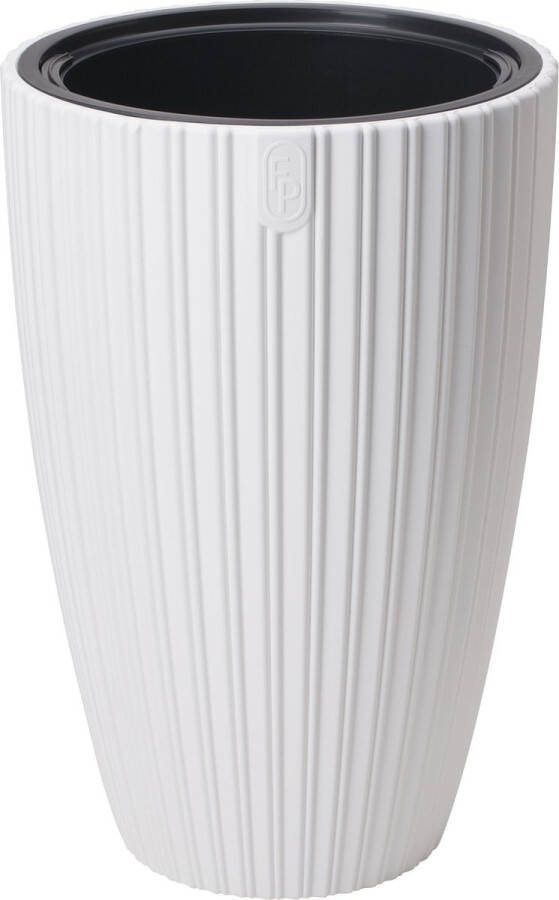 Form Plastic Plantenpot bloempot Mika kunststof wit D40 x H58 cm met binnenpot rond