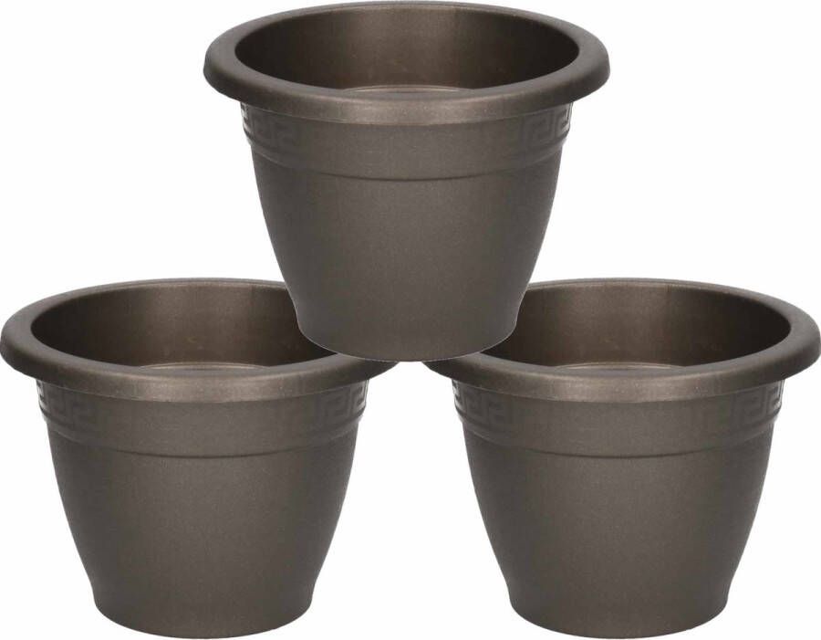 Forte Plastics 10x Antraciete plantenbakken bloempotten 11 cm Woon tuinaccessoires decoratie Ronde bloempotten plantenpotten voor binnen buiten