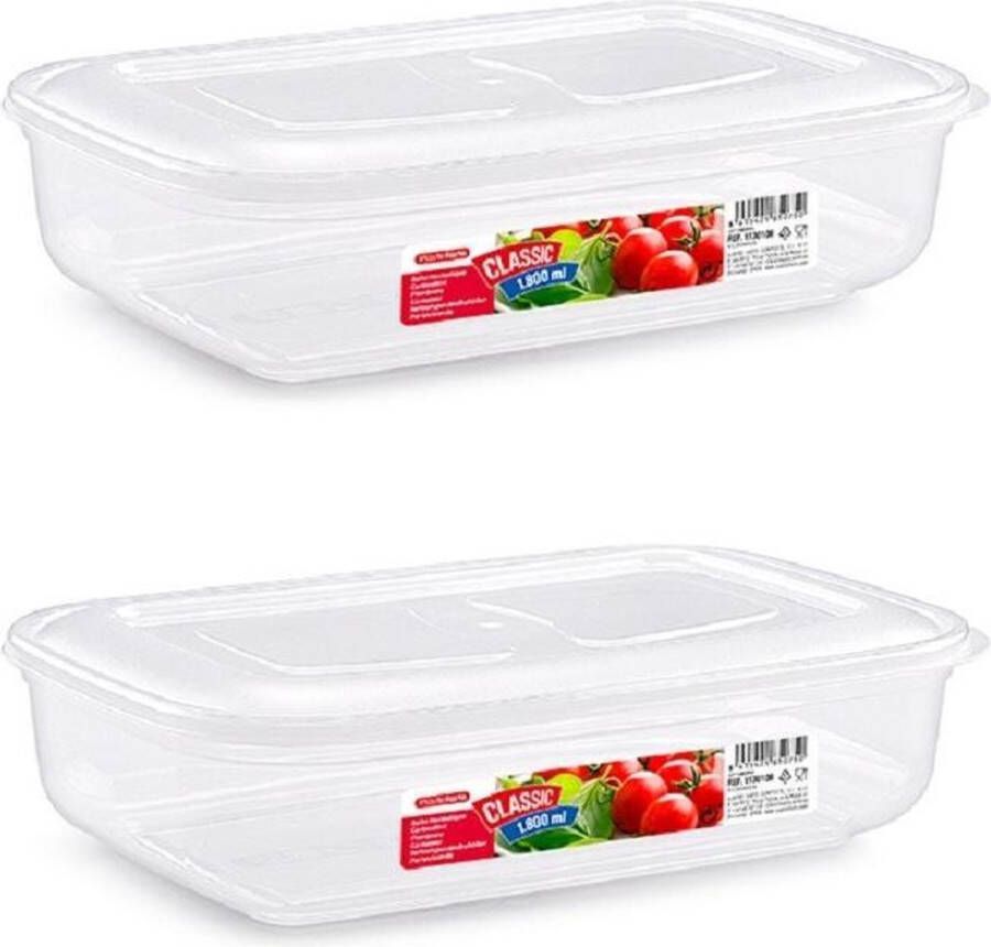 Forte Plastics 10x Diepvries koelkast vershoudbakje met stevige deksel 1800 ml 26 x 17 x 6 cm Luchtdicht afgesloten