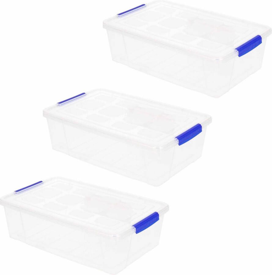 Forte Plastics 10x Opslagbakjes organizers met deksel 2 liter 25 cm transparant Opbergbakjes Organizers opbergbakken Woonkamer badkamer spullen opruimen