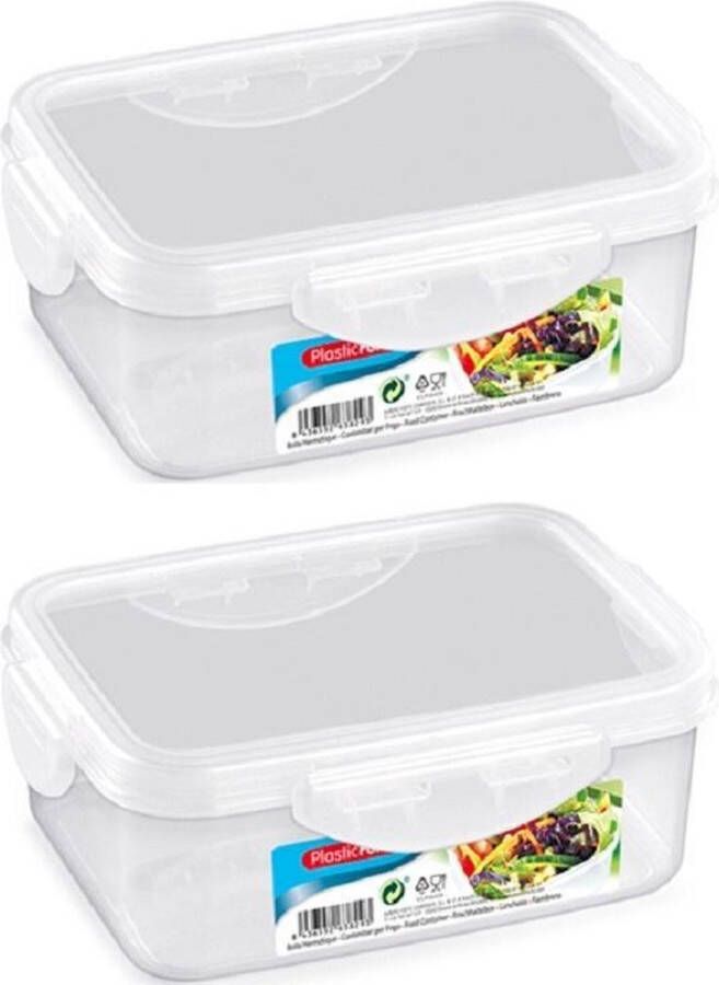 Forte Plastics 10x stuks diepvries koelkast voedsel opslagbakje met stevige klik-deksel 1000 ml 18 5 x 13 x 7 cm