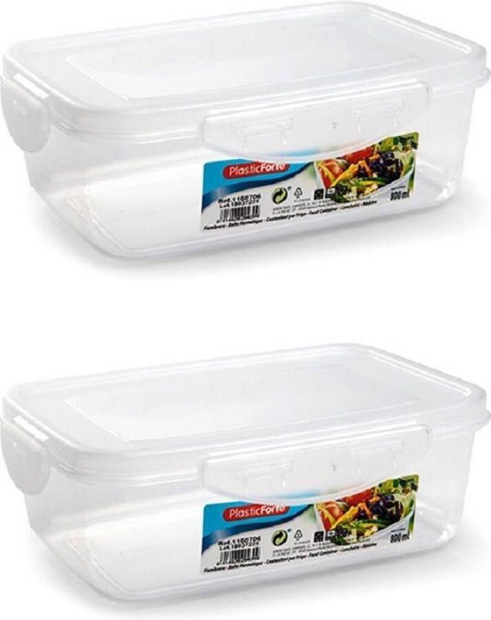 Forte Plastics 10x stuks diepvries koelkast voedsel opslagbakje met stevige klik-deksel 800 ml 18 5 x 13 x 6 cm