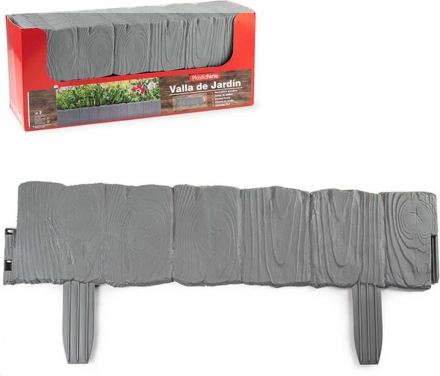 Forte Plastics 10x stuks flexibele graskant tuin rand kantopsluiting hekjes delen van 57.5 cm lichtgrijs 24 cm hoog incl pinnen