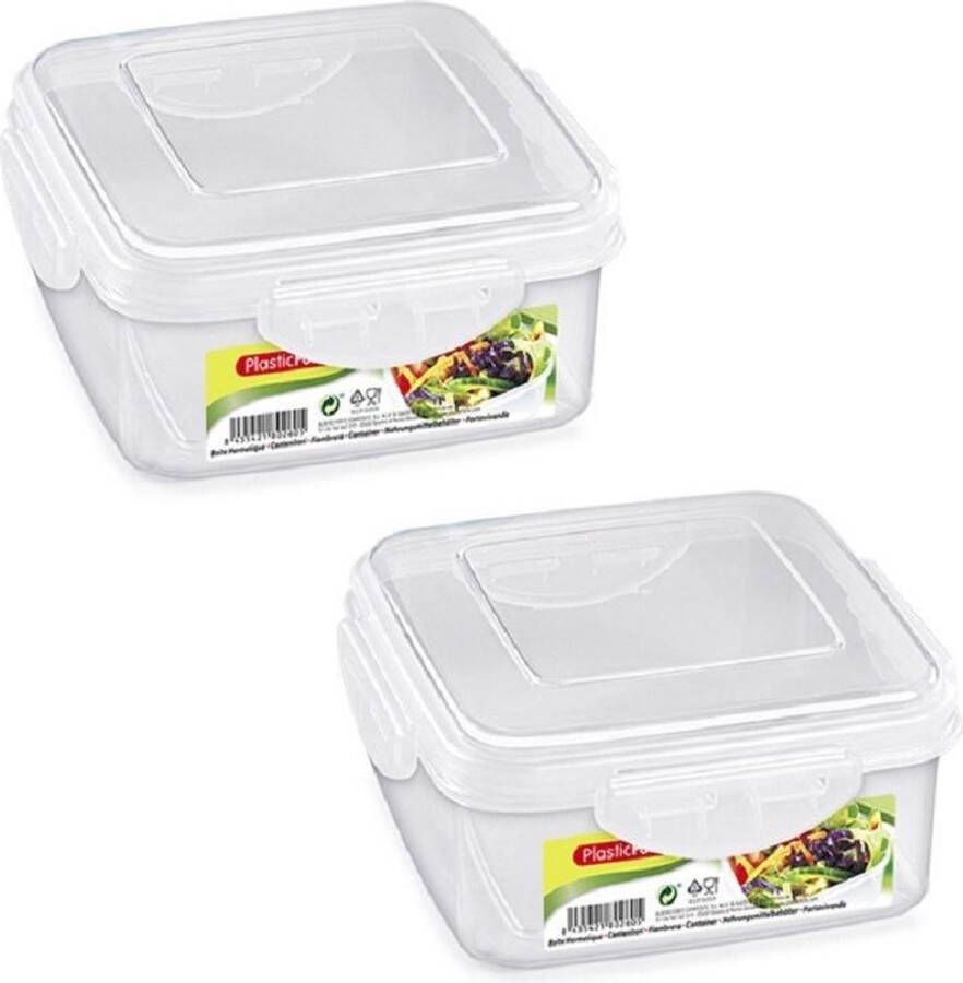 Forte Plastics 10x stuks vierkante diepvries koelkast voedsel opslagbakjes met stevige klik-deksel 1000 ml 16 5 x 16 5 x 7 5 cm