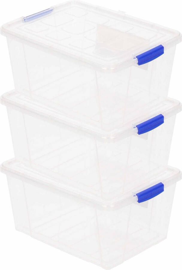 Forte Plastics 12x Opslagbakjes organizers met deksel 1 liter 16 cm transparant Opbergbakjes Organizers opbergbakken Woonkamer badkamer spullen opruimen