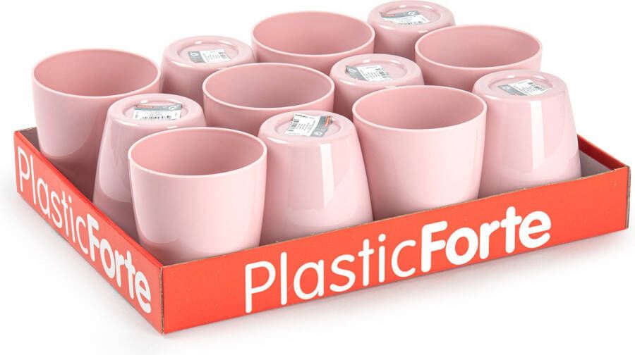 Forte Plastics 12x stuks Drinkglazen limonade glazen oud roze 400 ml Sapglazen waterglazen onbreekbaar kunststof voor kinderen