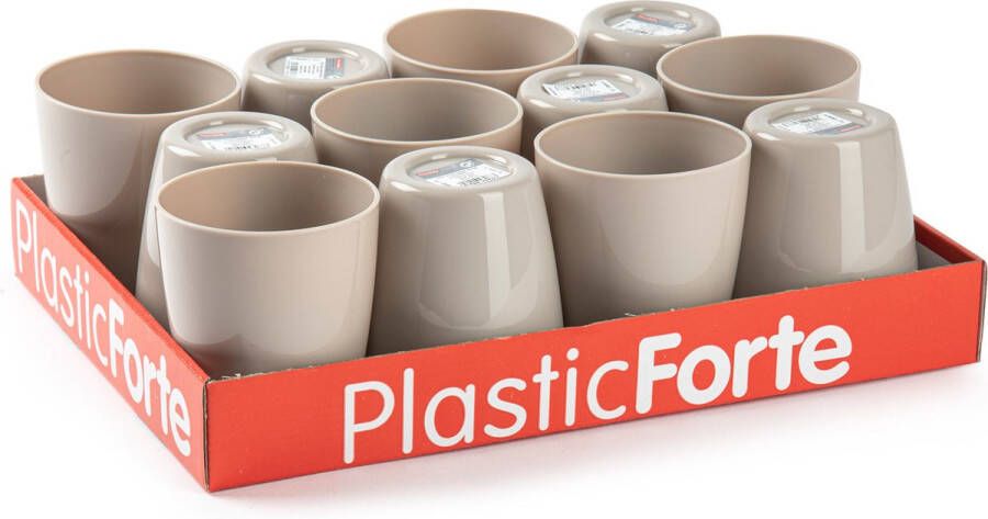 Forte Plastics 12x stuks Drinkglazen limonade glazen taupe 400 ml Sapglazen waterglazen onbreekbaar kunststof voor kinderen