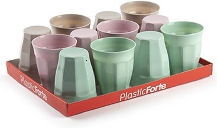 Forte Plastics 12x stuks Drinkglazen limonadeglazen gekleurd 250 ml Sapglazen waterglazen onbreekbaar kunststof voor kinderen