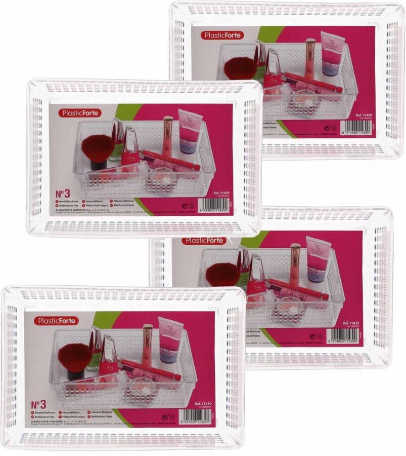 Forte Plastics 18x Transparante opbergbakjes van 24 x 16 cm Organizers opbergbakken Badkamer spullen opruimen