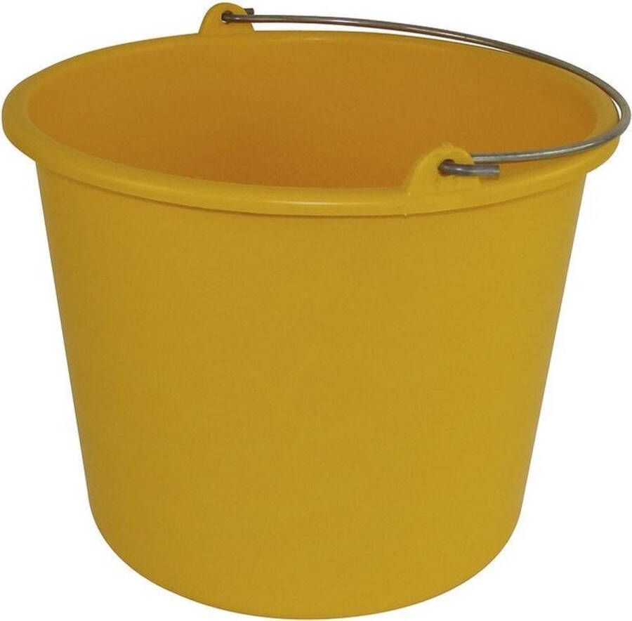 Forte Plastics 1x Huishoudemmers kunststof 12 liter geel Schoonmaaklemmer Schoonmaken reinigen Wasemmer