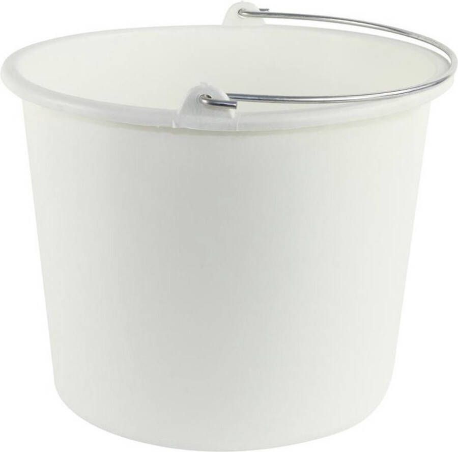 Forte Plastics 1x Huishoudemmers kunststof 12 liter wit Schoonmaaklemmer Schoonmaken reinigen Wasemmer