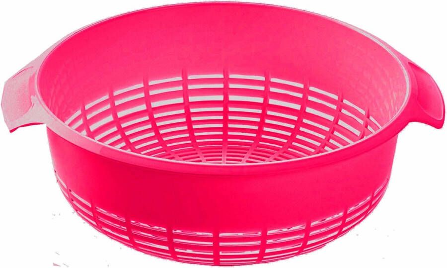 Forte Plastics 1x Kunststof vergiet roze 27 x 23 x 9 cm Laag model Plastic vergieten keuken accessoires