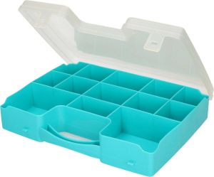 Forte Plastics 1x Opbergkoffertje opbergdoosjes 13-vaks blauw Sorteerdoos box Opbergers 27 5 x 20 5 x 3 cm
