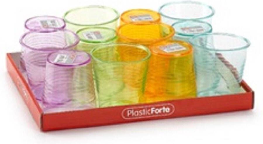 Forte Plastics 24x stuks Drinkglazen limonadeglazen gekleurd 200 ml Sapglazen waterglazen onbreekbaar kunststof voor kinderen
