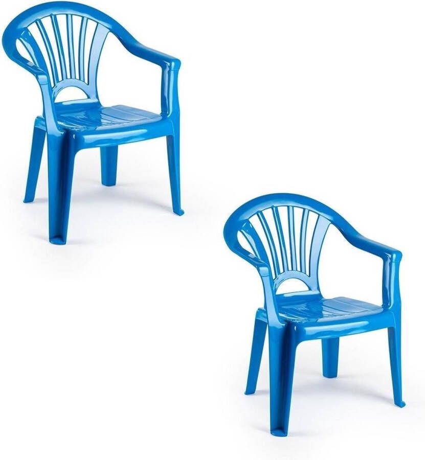 Forte Plastics 2x Blauwe stoeltjes voor kinderen 50 cm Tuinmeubelen Kunststof binnen buitenstoelen voor kinderen