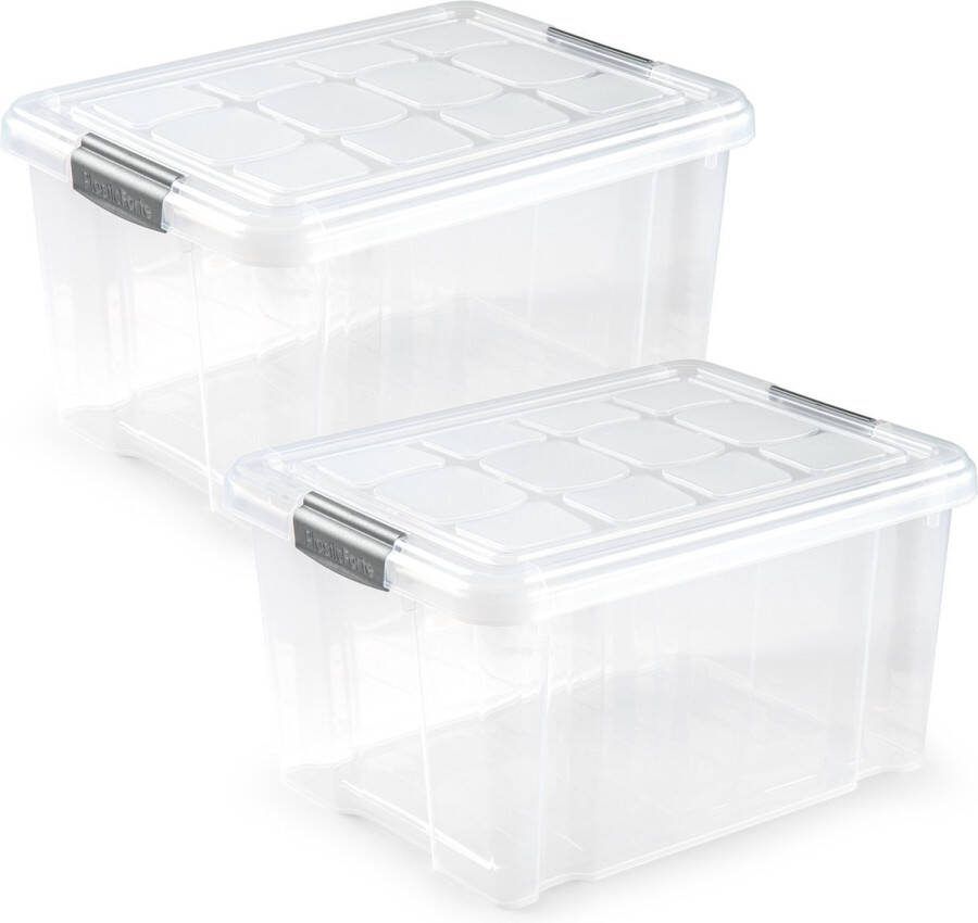 PLASTICFORTE 3x stuks Opslagbakken organizers met deksel 16 liter 40 x 30 x 21 cm transparant Opbergbakken