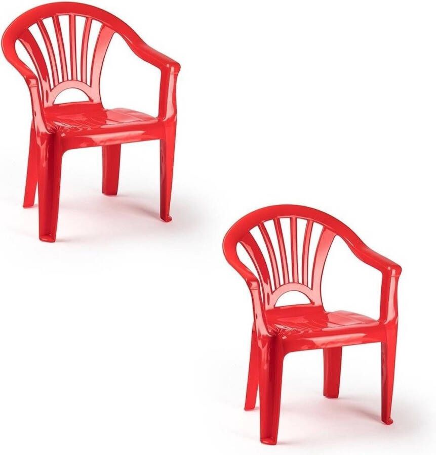Forte Plastics 2x Rode stoeltjes voor kinderen 50 cm Tuinmeubelen Kunststof binnen buitenstoelen voor kinderen