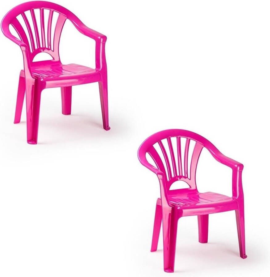 Forte Plastics 2x Roze stoeltjes voor kinderen 50 cm Tuinmeubelen Kunststof binnen buitenstoelen voor kinderen