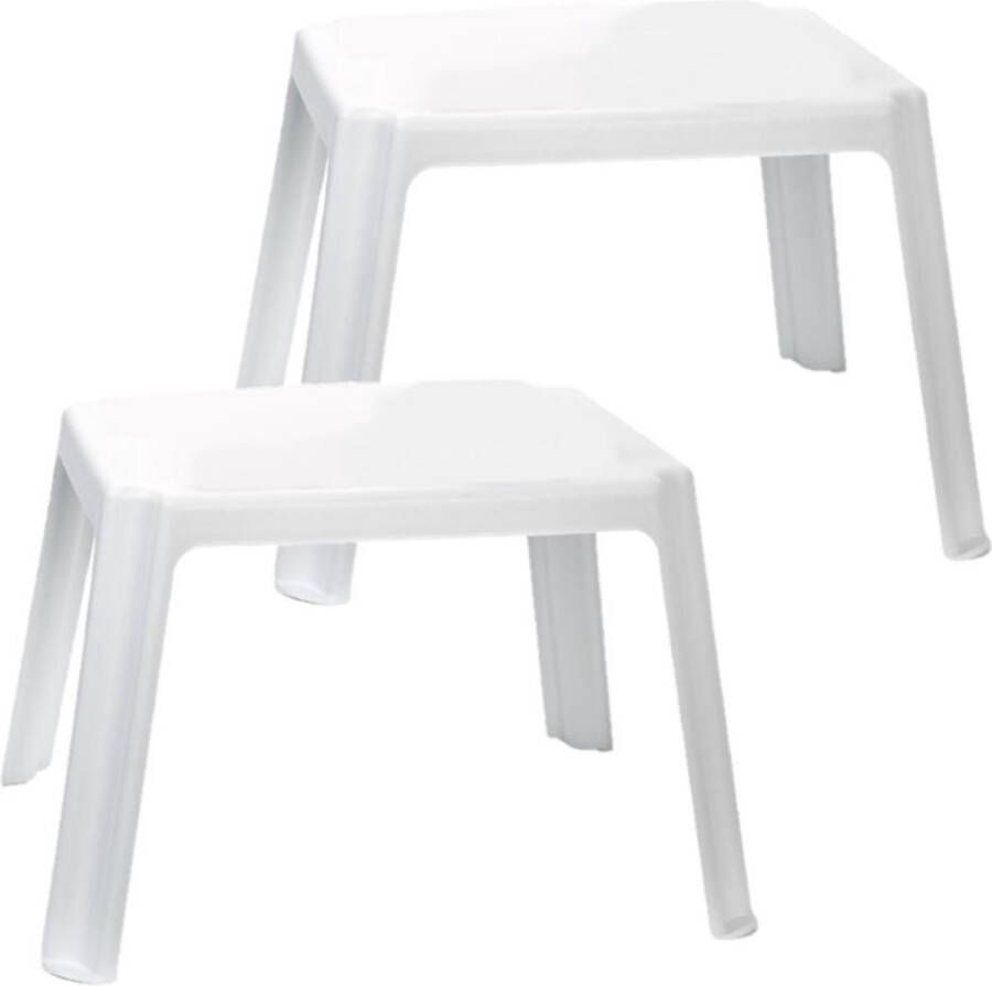 Forte Plastics 2x stuks kunststof kindertafels wit 55 x 66 x 43 cm Kindertafel buiten Bijzettafel