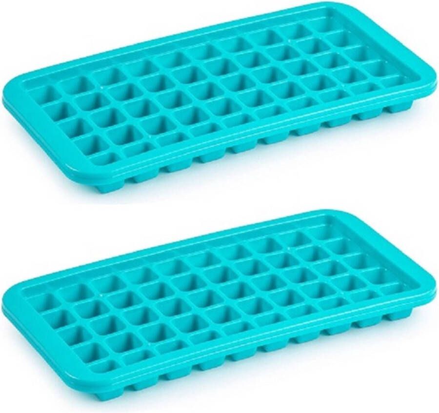 Forte Plastics 2x stuks Trays met Cocktail ijsblokjes ijsklontjes vormen 50 vakjes kunststof blauw IJsblokjesvormen