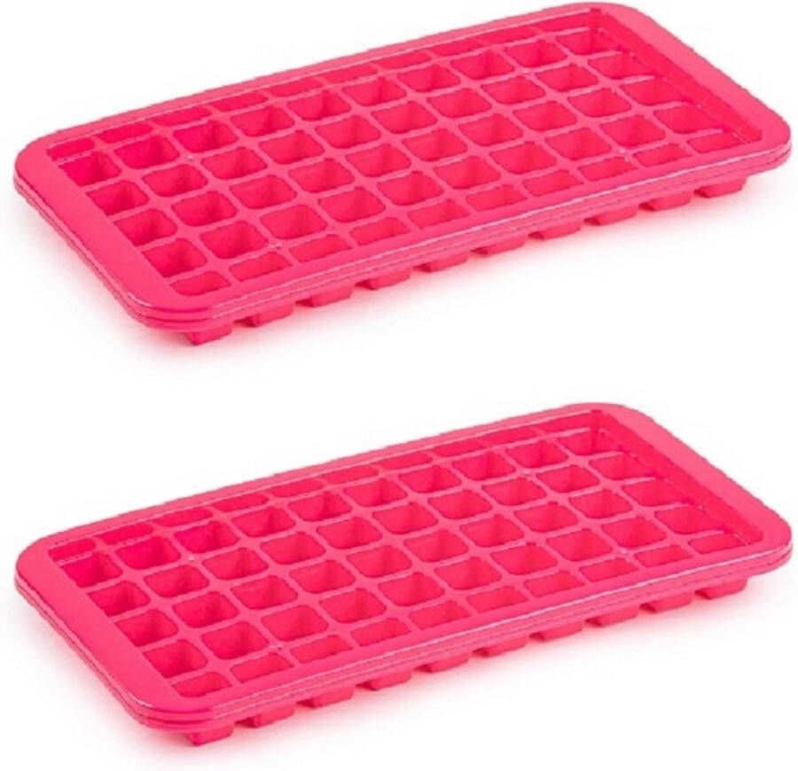 Forte Plastics 2x stuks Trays met Cocktail ijsblokjes ijsklontjes vormen 50 vakjes kunststof roze IJsblokjesvormen