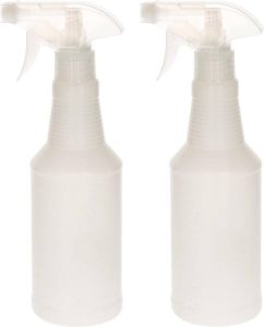 Forte Plastics 2x stuks waterverstuivers spuitflessen 500 ml doorzichtigmet transparante spuitkop Plantenspuiten schoonmaakspuiten