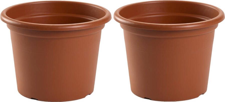 Forte Plastics 3x stuks bloempot terra cotta rond diameter 25 cm Bloemen plantenbak plantenpot van kunststof