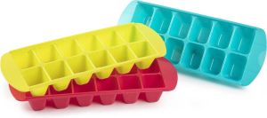 Forte Plastics 3x stuks IJsblokjes ijsklontjes bakjes in 3 felle kleuren 29 x 11 x 4 cm Geel roze en aqua-blauw ijsklontjes maken