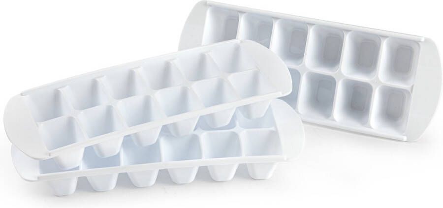 Forte Plastics 3x stuks IJsblokjes ijsklontjes maken bakjes wit 29 x 11 cm IJsblokjesvormen