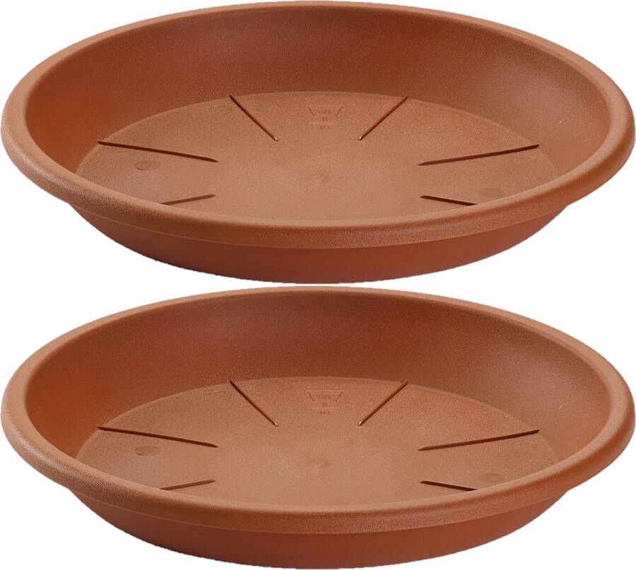 Forte Plastics 3x stuks opvangschaal onderbord Plantenpot terra cotta rond 20 cm Kunststof voor een pot van 25 30 cm diameter