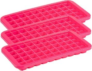 Forte Plastics 3x stuks Trays met Cocktail ijsblokjes ijsklontjes vormen 50 vakjes kunststof roze IJsblokjesvormen