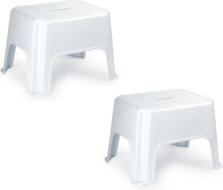 Forte Plastics 3x stuks witte keukenkrukjes opstapjes 40 x 30 x 28 cm Keuken badkamer kasten opstap verhoging krukjes opstapjes